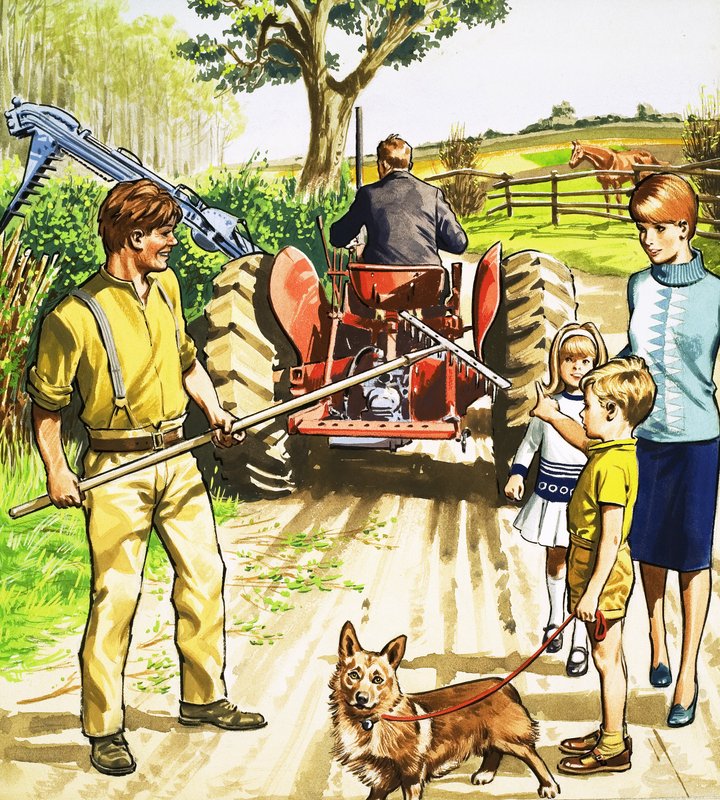 トラクターのドライバーと芝刈り機 作： 英語学校