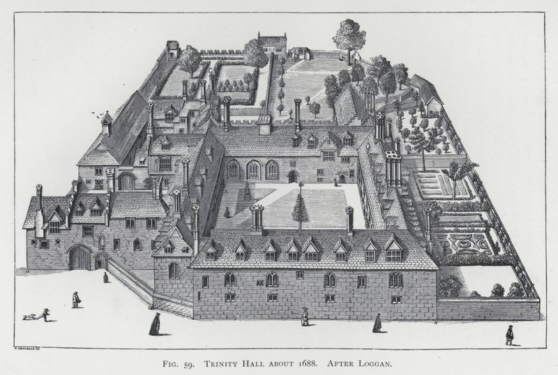1688年頃のトリニティ・ホール、ログガンの後（エングレーヴィング 作： 英語学校