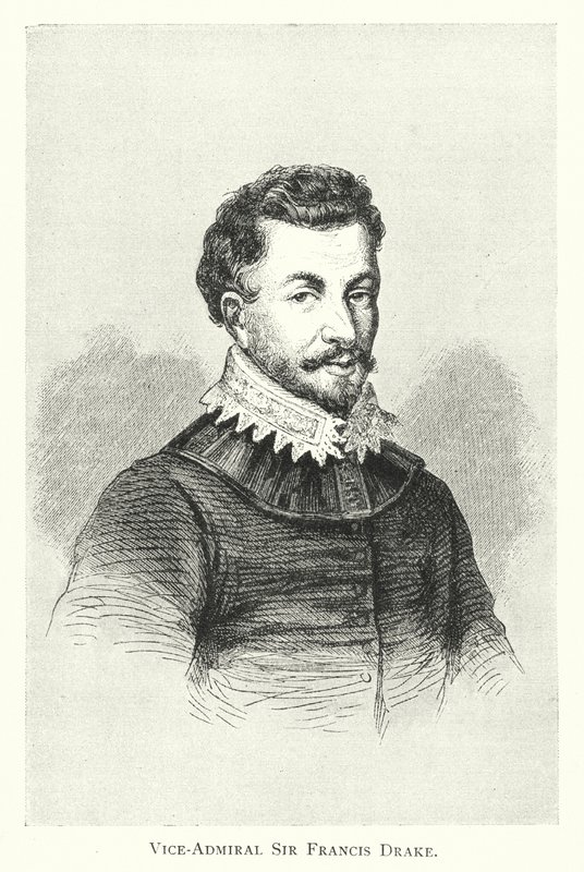 副提督サー・フランシス・ドレーク（版画 作： 英語学校