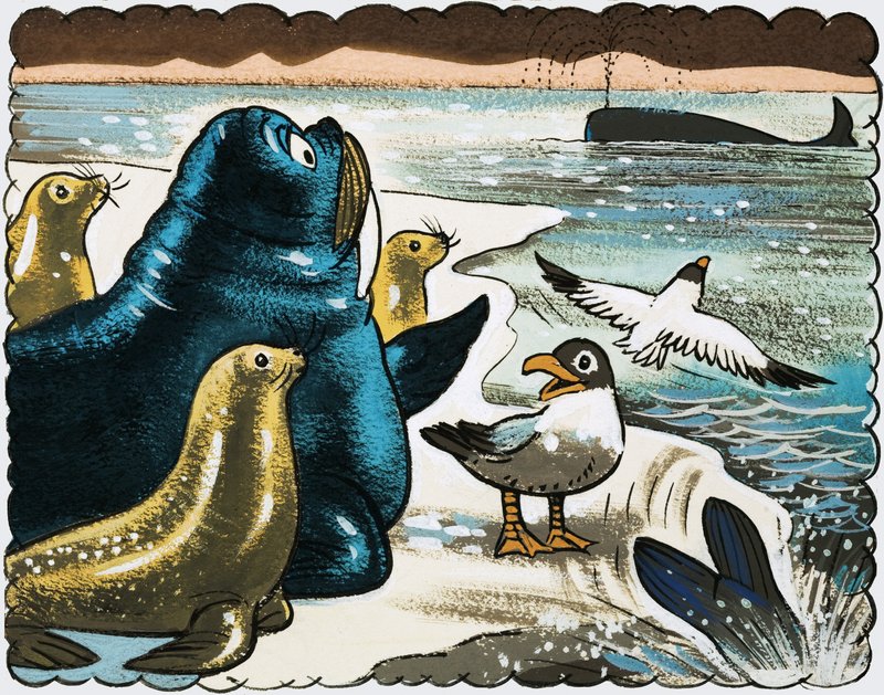 セイウチとカモメがクジラを見て 作： 英語学校