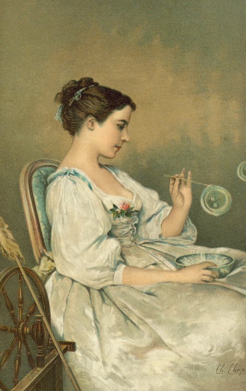 泡を吹く若い女性（クロモリト） 作： 英語学校