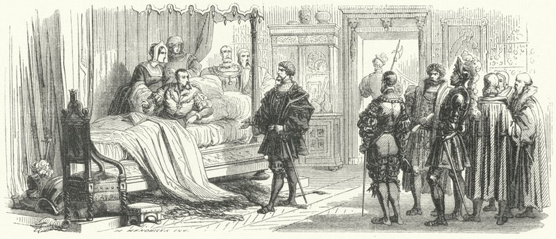 聖ローマ皇帝チャールズ5世と彼の囚人、フランスのフランシス1世、マドリードでの会談、1525年 作： ヨーロピアンスクール