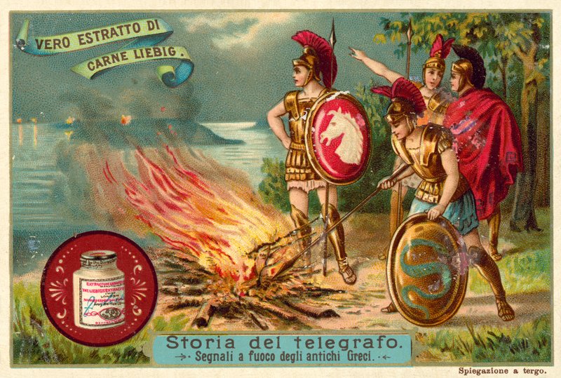 古代ギリシャでは、火によるシグナル伝達（クロモリト）が行われていました。 作： ヨーロピアンスクール