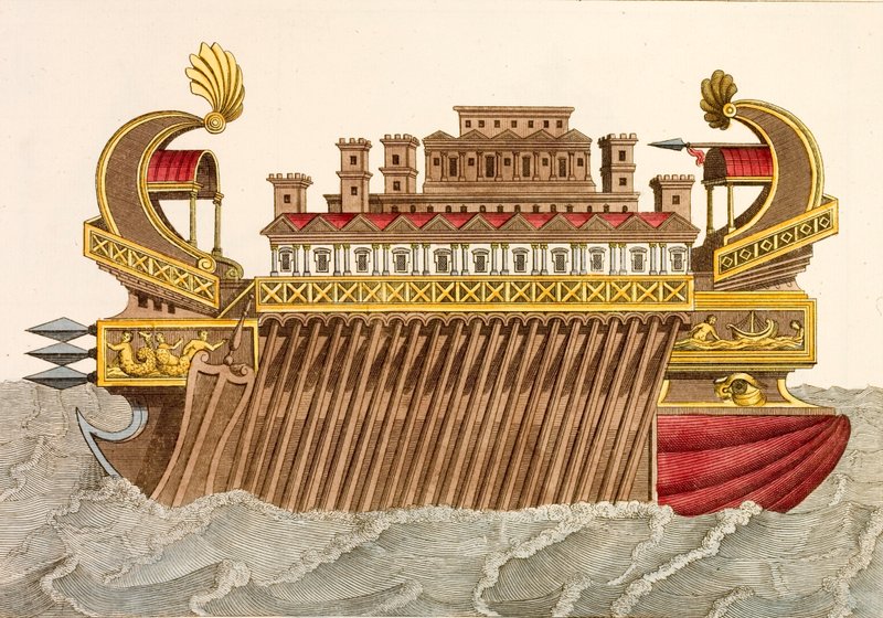 古代の軍艦（彩色済み彫刻 作： ヨーロピアンスクール