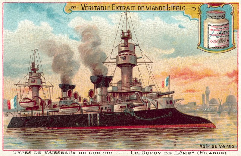 フランスの装甲巡洋艦デュピュイ・ド・ロム（クロモリ写真 作： ヨーロピアンスクール