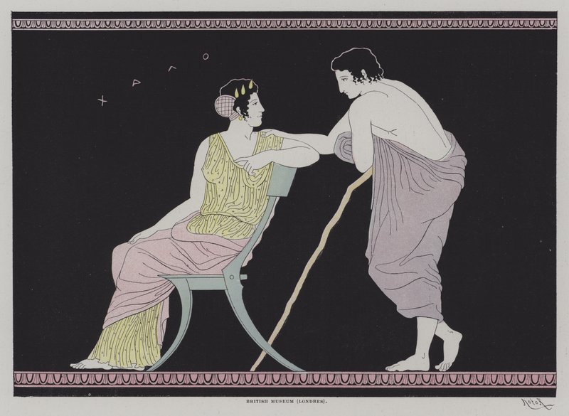 古代ギリシャの土器のイラスト（カラーリトグラフ 作： ヨーロピアンスクール