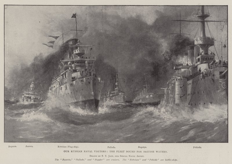 私たちのロシア海軍の訪問者、イギリス海域に向かう艦隊 作： フレッド・T・ジェーン