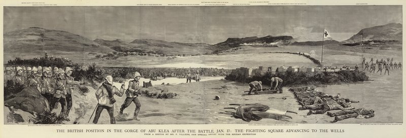 1月17日の戦闘後のアブクレア峡谷のイギリス軍の地位、ファイティングスクエアがウェルズに向かって前進 作： フレデリック・ヴィリヤーズ