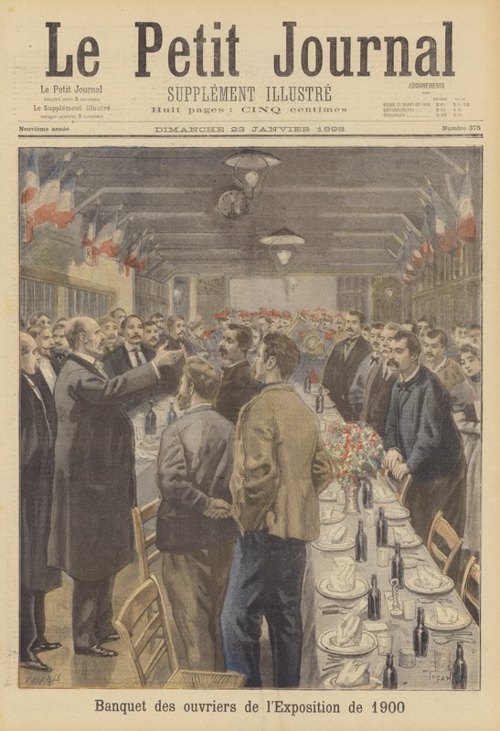 1900年の万国博覧会の会場をパリで準備する労働者のための宴会 作： フランス語学校