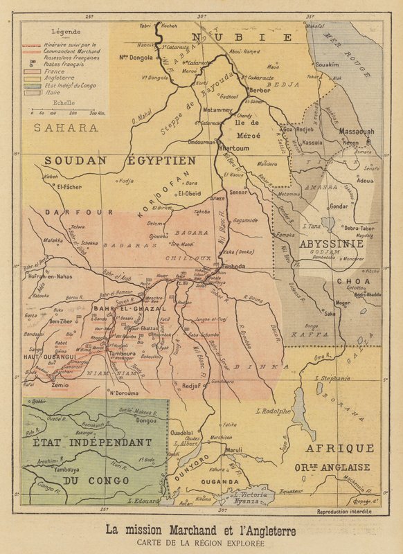 マーチャンド探検隊が探索したアフリカ地域の地図 作： フランス語学校