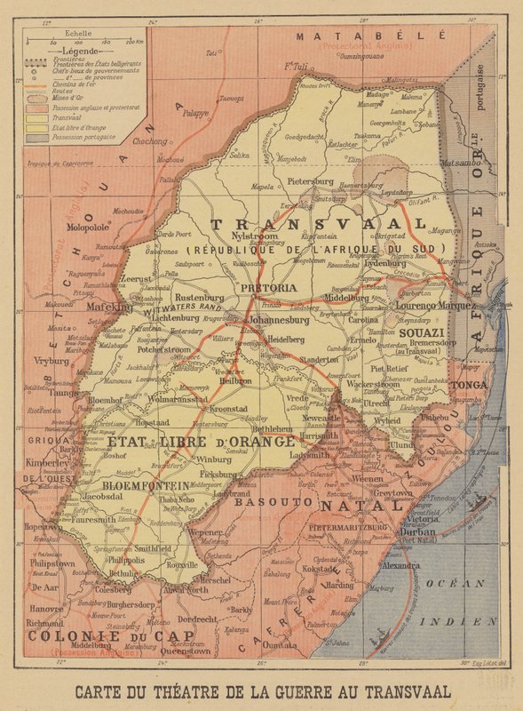 ボーア戦争の劇場の地図 作： フランス語学校
