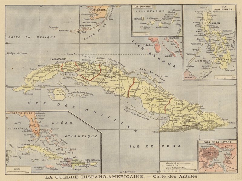 スペイン-アメリカ戦争-スペイン植民地の地図 作： フランス語学校