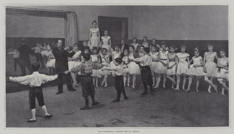 バレエ教室に通う少年たち（モノクロ写真 作： フランスの写真家