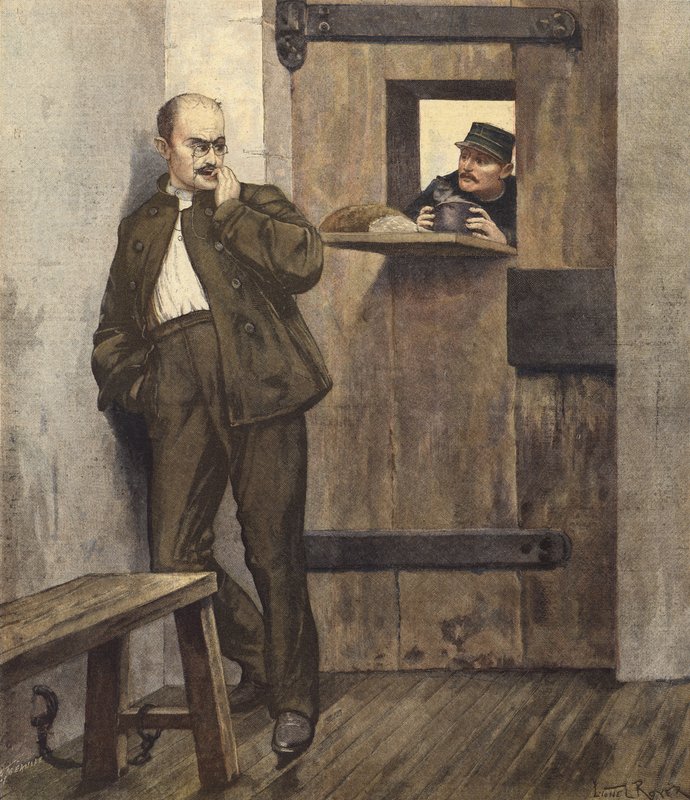 刑務所の独房にいるアルフレッドドレイファス 作： フランス語学校