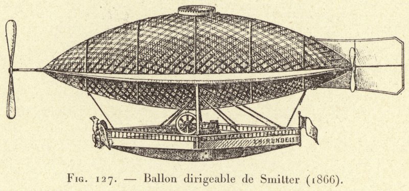 スミッターの飛行船（1866年）（彫刻 作： フランス語学校