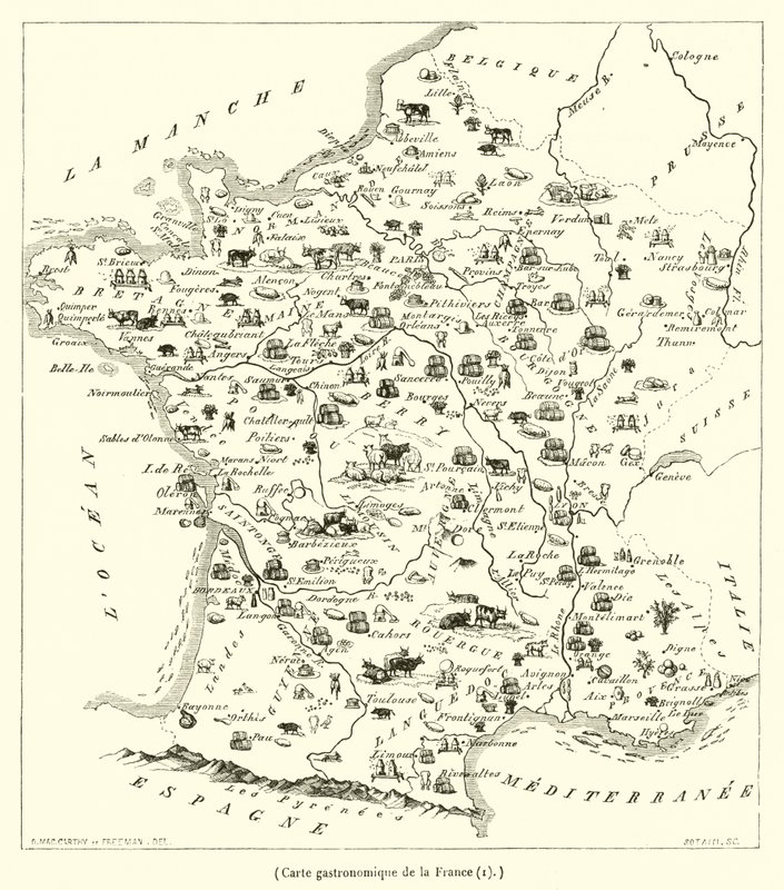 フランスのガストロノミックマップ（彫刻 作： フランス語学校