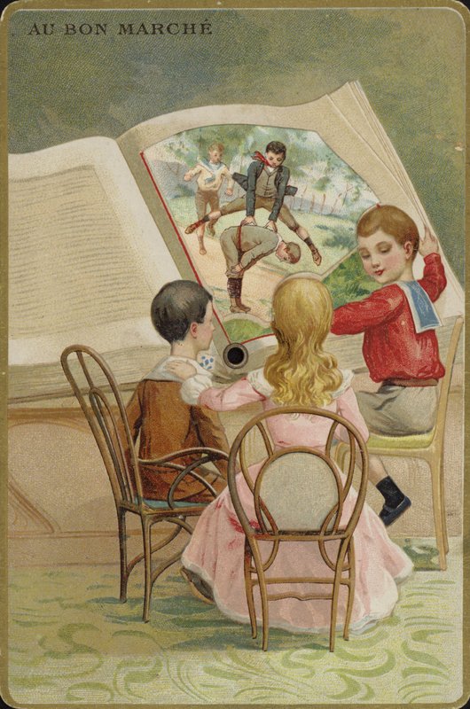 特大の本を読む子どもたち 作： フランス語学校
