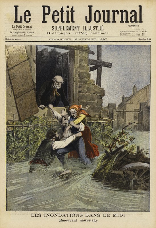 フランス、ミディの洪水、1897年 作： フランス語学校