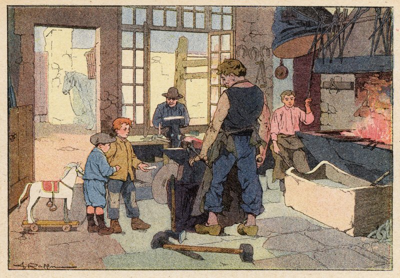 Le Forgeron, The Smith（カラーリトグラフ 作： フランス語学校