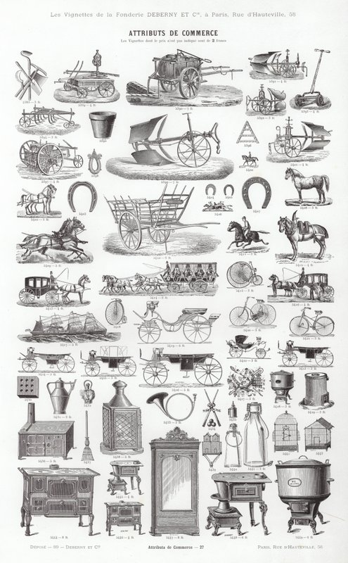 Vignettes Typographiques」のページ（彫刻）。 作： フランス語学校
