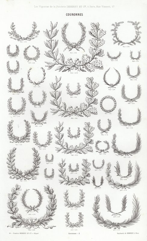 Vignettes Typographiques」のページ（彫刻）。 作： フランス語学校