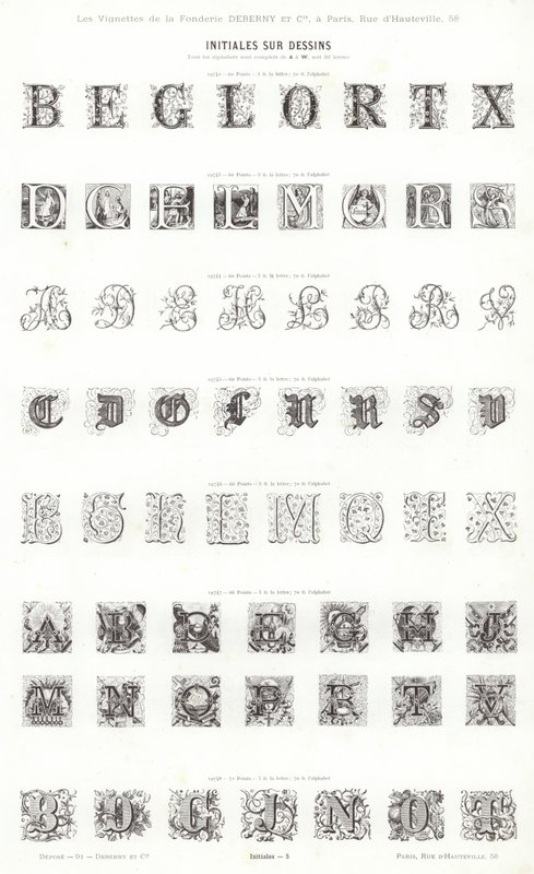 Vignettes Typographiques」のページ（彫刻）。 作： フランス語学校