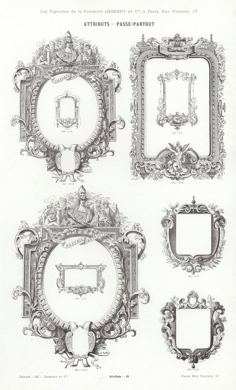 Vignettes Typographiques」のページ（彫刻）。 作： フランス語学校