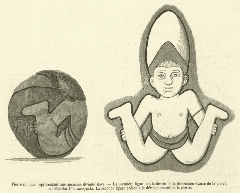 古代スラブ神を表す彫刻石 作： フランス語学校