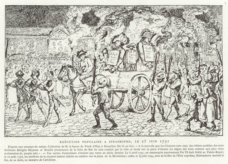 1791年6月25日、ストラスブールで人気の死刑 作： フランス語学校