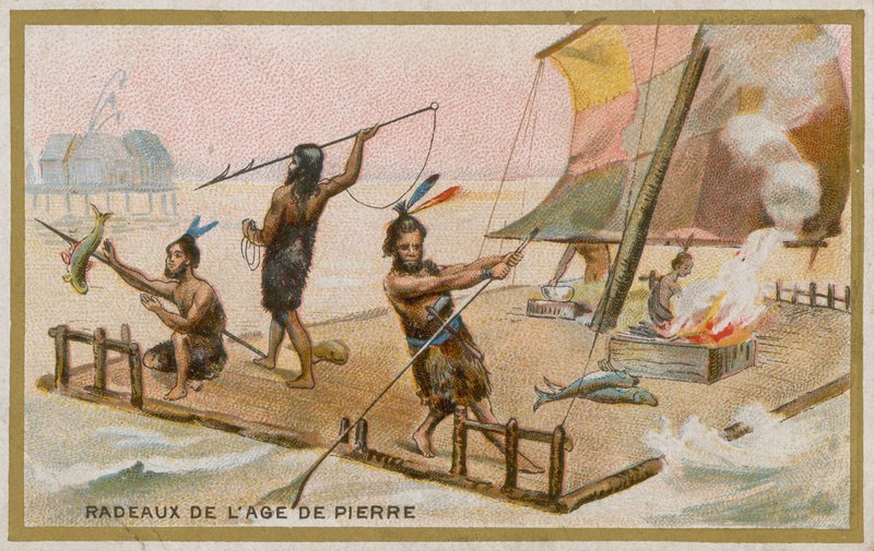 石器時代のいかだ 作： フランス語学校