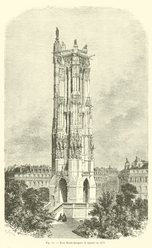 1870年に建てられたサンジャックの塔と広場 作： フランス語学校