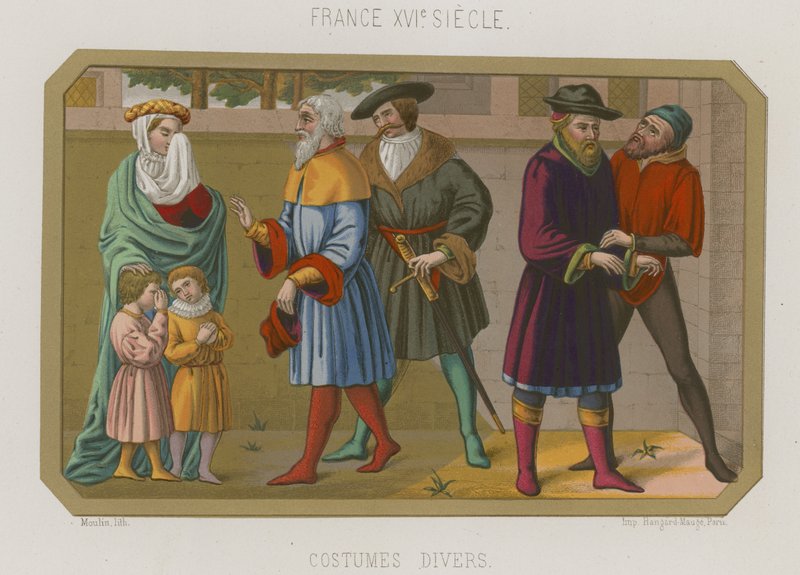 16世紀のフランスのさまざまなファッション 作： フランス語学校