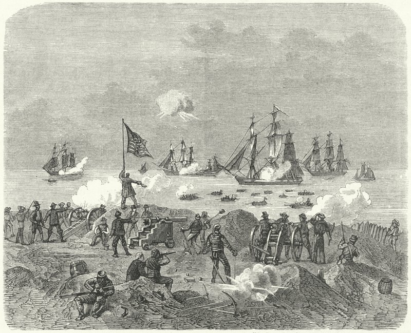 1814年にチェサピーク湾に上陸しようとするイギリス軍 作： ドイツ語学校