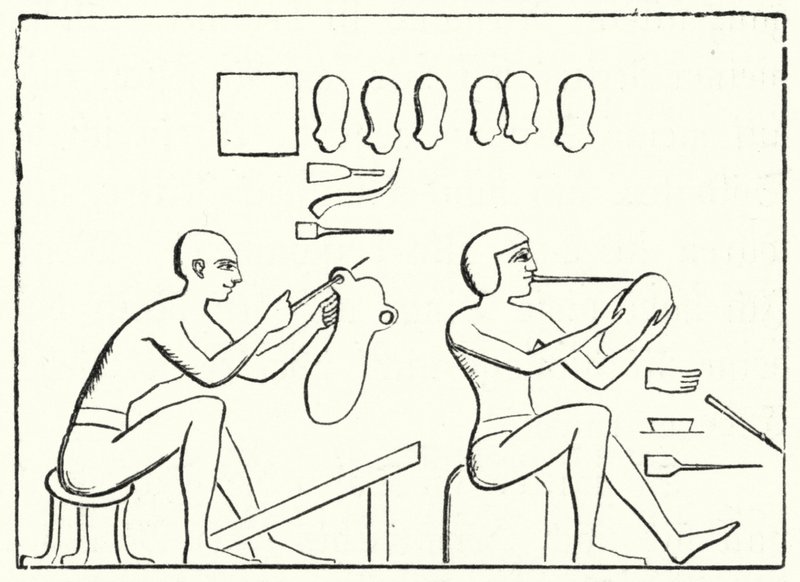 古代エジプトの靴職人（彫刻 作： ドイツ語学校