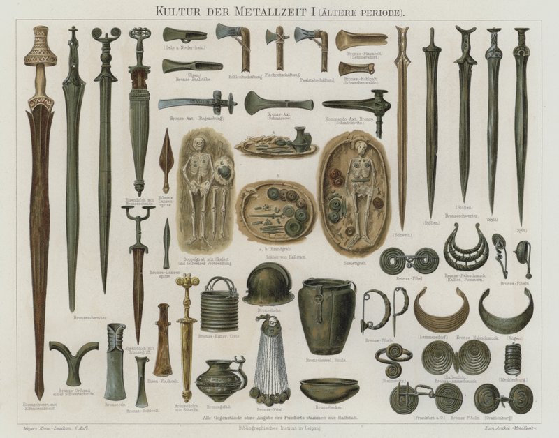 青銅器時代の遺物（カラーリトグラフ 作： ドイツ語学校