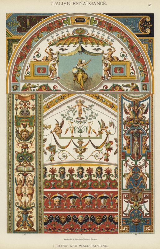 イタリア・ルネッサンス、天井画、壁画（カラーリトグラフ 作： ドイツ語学校