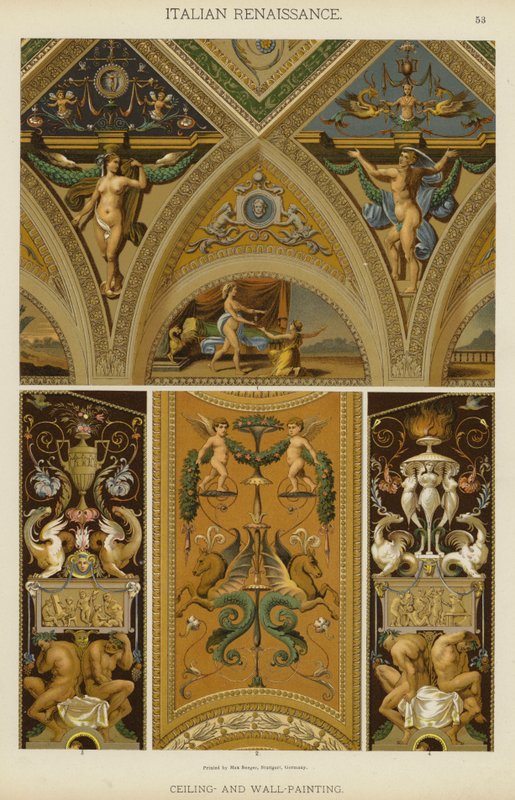 イタリア・ルネッサンス、天井画、壁画（カラーリトグラフ 作： ドイツ語学校