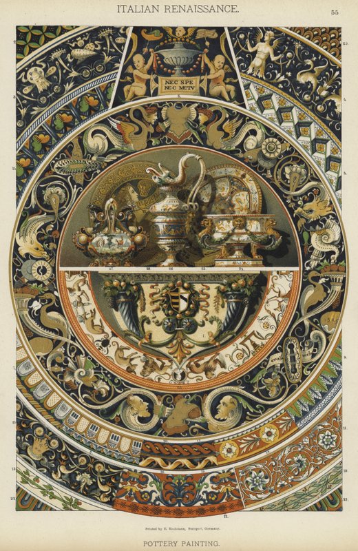 イタリア・ルネッサンス、陶板画（カラーリトグラフ 作： ドイツ語学校
