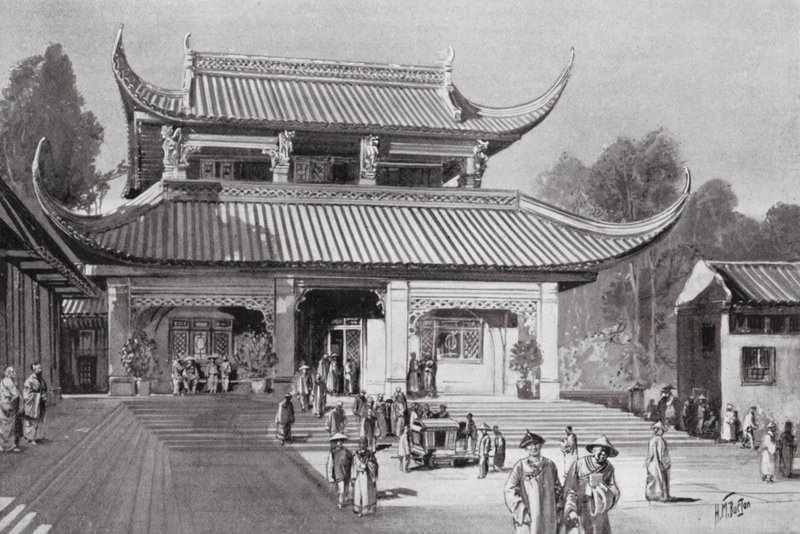 中国の公共図書館（リトグラフ） 作： HM（後）バートン