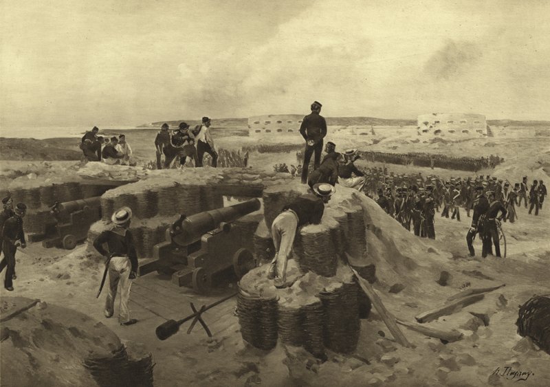 ボマルスンドの戦い、1854年（グラビア） 作： アンリ・ルイス・デュプレー