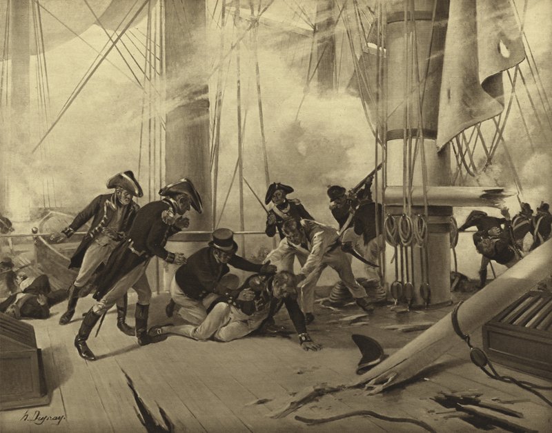 トラファルガーの戦い、1805年（グラビア） 作： アンリ・ルイス・デュプレー