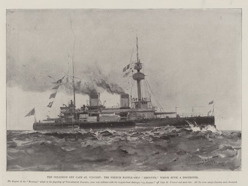 駆逐艦を沈めたフランスのバトルシップブレヌス、セントビンセント岬沖の衝突 作： ヘンリー・チャールズ・セッピングス・ライト