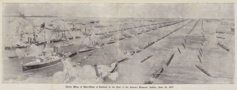 1897年6月26日、クイーンズダイアモンドジュビリー年のスピットヘッドでの30マイルの戦艦 作： ヘンリー・チャールズ・セッピングス・ライト