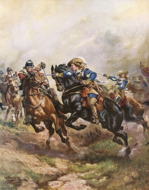 エッジヒルでのルパート王子の騎兵突撃、1642年 作： ヘンリー・ペイン