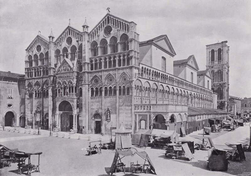 イタリア大聖堂（フェラーラ）（モノクロ写真 作： イタリアの写真家