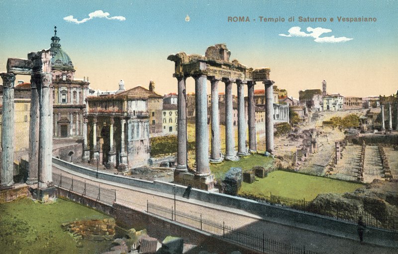 ローマ、イタリア、土星の神殿とウェスパシアヌス 作： イタリアの写真家