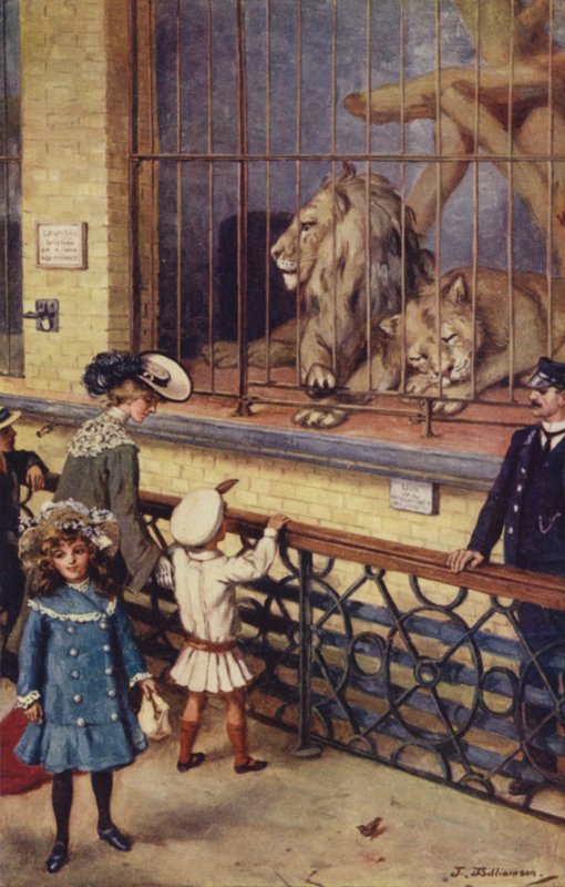 ロンドン動物園のライオンハウスで 作： J・ウィリアムソン
