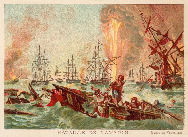 ナバリノの戦い、1827年（クロモリト） 作： ジャン＝シャルル・ラングロワ