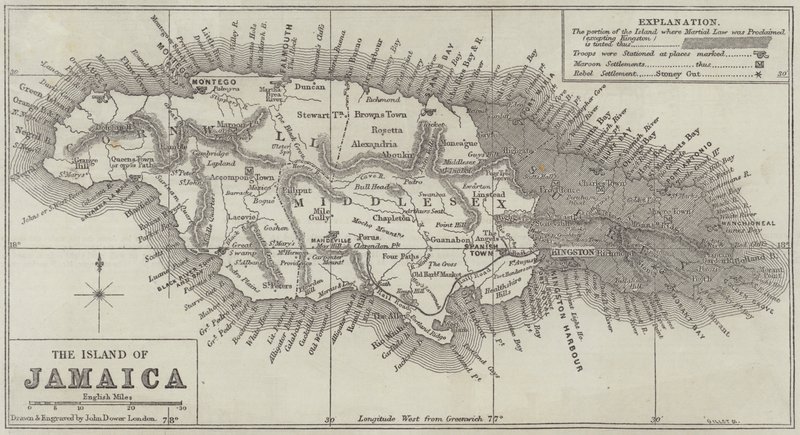 ジャマイカ島の地図 作： ジョン・ダワー