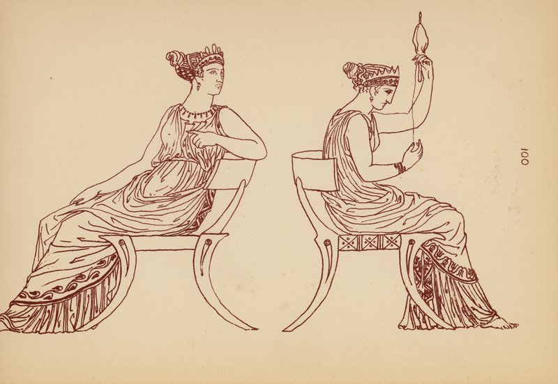 古代ギリシャの女性の衣装（リトグラフ） 作： ジョン・モア・スミス